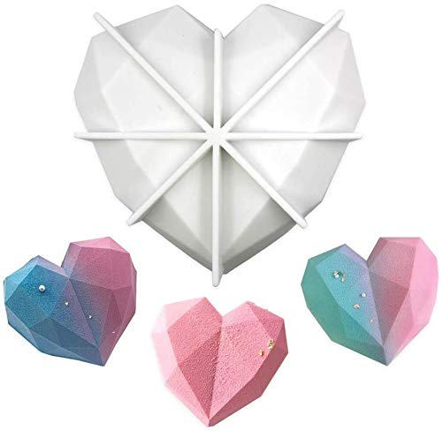 BREEZO Silicone Chocolate Mold - 3D Heart Shape for DIY Cake Mousse Dessert, Candy, Fondant, Ice Cream, Soap, Jelly (1-Cavity)