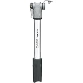 Topeak Pocket Rocket Bike Mini Hand Pump, Compact, High-Pressure for Road Bikes, 160 PSI/11 Bar, Aluminum Barrel, Dual-Density Handle, Integrated Dust Cap and Side Mount Bracket (Silver/Black)