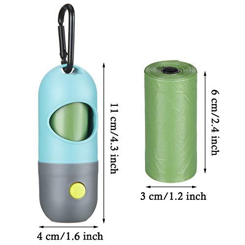 Blulu 3 Set Dog Poop Waste Bag Holder Dispenser with LED Flashlight and 3 Rolls LeakProof Dog