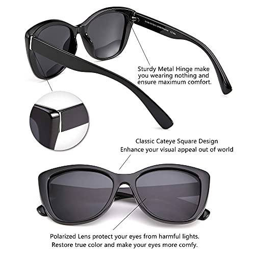 FEISEDY Gafas de sol polarizadas, estilo clásico Jackie O lentes de sol ojo de gato para mujer B2451