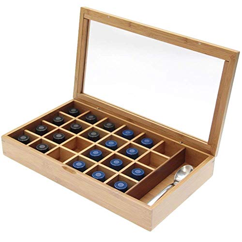 Modern Home Bamboo Nespresso 24 Capsule Organizer/Display Box with Accessory Section