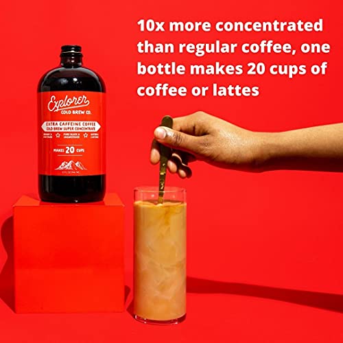 Explorer Extra Caffeine Cold Brew Coffee Concentrate 32oz Bottle, 10x