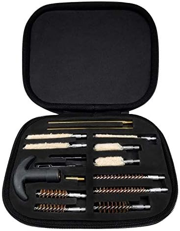 Otsale Universal Pistol Gun Cleaning Kit, Shotgun Cleaning Kits - 9mm 22 357 30 38 40 44 45 Hand Guns - 12 Gauge 20 Ga Shotguns - Bronze Metal Brushes Brass Rods Supplies Compact Portable Range Bag