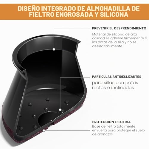 RUSIDO 24 Pieces Black Silicone Chair Leg Protector, Silicone Felt Legs, Round Protectors for Chair Legs, Suitable for Straight and Inclined Legs, Anti-Scratch (S Fit: 14-20 mm)