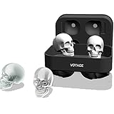 3D Skull Silicone Ice Cube Tray Mold, Makes Four Giant Skulls, Ice Cube Maker in Shapes for Whiskey Ice and Cocktails, Black