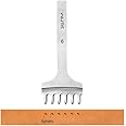 WUTA Leather Hole Punch Tool Pricking Iron Hole Punche 6mm 6 Prong Tooth Lacing Diamond Stitching Chisel Set for DIY Leather Craft Kits (Silver)