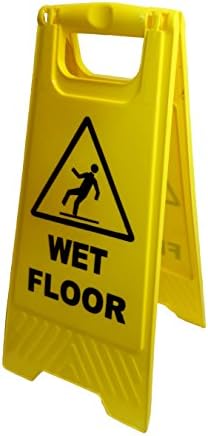 3 PACK - 24" Caution Wet Floor Sign 2-Sided, Yellow Foldable, Collapsible Warning Sign 3-Pack