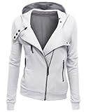 Doublju Women Slim Fit Fleece Zip-up Hoodie Jacket with Zipper Point
