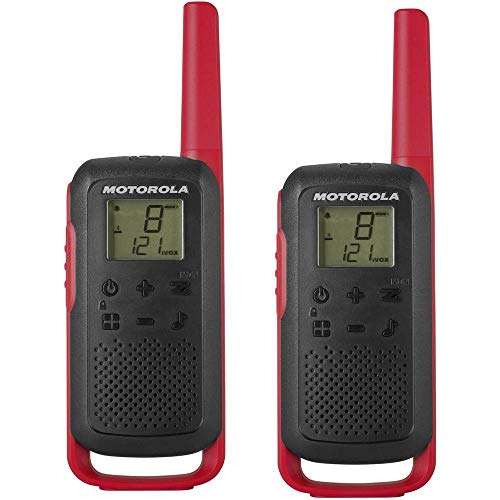 Motorola Talkabout T62 PMR-Funkgeräte (2er Set, PMR446, 16 Kanäle und 121 Codes, Reichweite 8 km) rot