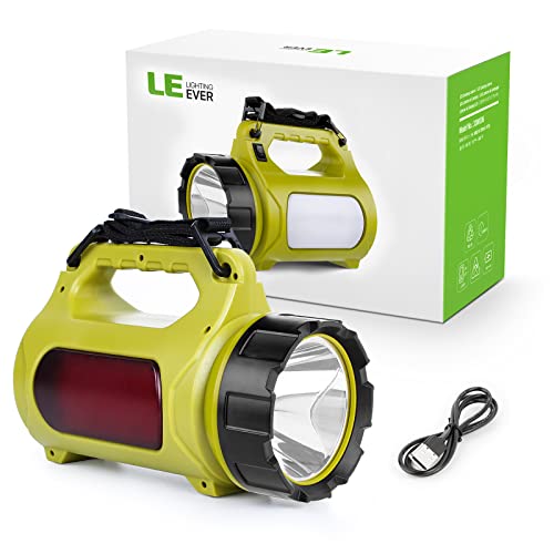 LE LED Hand Headlight 1000 Lumens, Rechargeable CREE Battery Hand Lamp with 3600 mAh Power Bank, 10 W Dimmable Torch with 3 Light Modes, 2 Brightness Levels, USB Cable for Emergency Camping etc.