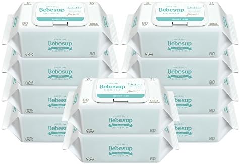 Bebesup Light Embossed Baby Wipes, Flip Top, 80 Count 10 Packs (800 Count)
