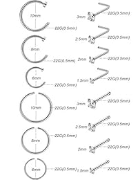 YOVORO 20   22 G 20 piezas 316L anillos de nariz de acero inoxidable pieza de joyería
