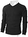 Ohoo Mens Slim Fit Light Weight V-Neck Pullover Sweater/DCP015-BLACK-XL