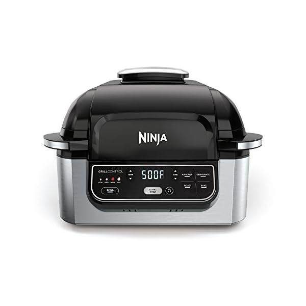 Ninja-Foodi-5-in-1-4-qt-Air-Fryer-Roast-Bake-Dehydrate-Indoor-Electric-Grill-AG301-10-x-10-Black-and-Silver