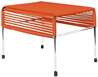 INNIT 08-03-10 Adam Orange Weave Ottoman with Chrome Frame, Multi-Colour