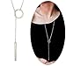 Bar Long Necklace Lariat Open Circle Y Pendants Simple Minimalist Choker Collarbone Chain Charms Jewelry Silver Plated