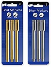 3 Gold and 3 Silver Marker pens with 2mm Line Width