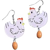 Creative Acrylic Hen Lay Egg Dangle Earrings Lovely Funny Chicken Animal Earrings Cute Jewelry for Women