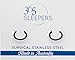 365 SLEEPERS 2PCS 16G Surgical Stainless Steel 6mm - 10mm Hinged Hoop Segment Nose Helix Tragus Septum Lip Conch Ring Sleeper Earrings (8mm)