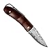 KUBEY Damascus Steel Folding Pocket Knife,Rosewood Handle,About 2 Inch Blade