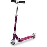 Micro Kickboard | Sprite Foldable LED Scooter for Ages 6+ | Children up to 220 lbs | 2 Wheel | Travel Ready | Adjustable T Bar | Smooth Ride, Motion Activated PU LED Wheels | Swiss Design