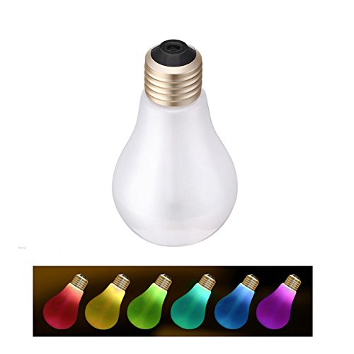 Chris.W Office Desktop Bulb Mist Air Humidifier, Ultrasonic Humidifier with 7 Color Changing LED Night Lights, 400ml USB Portable Humidifier for Home, Bedroom, Baby Room, Gift Ideal(Matte)