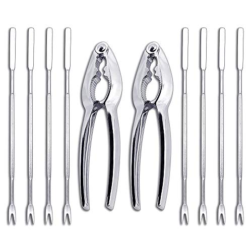 HouseHoo Crab Leg Crackers and Tools, 10 Pcs Lobster Crackers and Picks for Lobster, Crab Shells and Nuts, Zinc Plated Crab Crackers and Tools, Heavy Duty Crab Cracker, Nut Crackers for Nuts