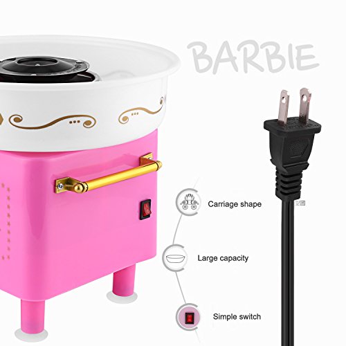Bluefringe Cotton Candy Machine/Candy Floss Maker,Sugar, SugarFree, or Hard Candy Home-Use Cotton Candy Machine/Pink Birthday Party Supplies Food Grade Safe