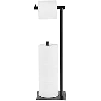 Black Toilet Paper Holder Stand, Bathroom Toilet Tissue Paper Roll Storage Free Standing Tissue Roll Holder Industrial Toilet