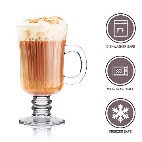 8oz Coffee Mug,QAPPDA Glass Mugs With Handle,Clear Cups With Handle,Glass Cup Tea Cup Drinkware For Beer,Juice,Beverages,High Base Glass Latte Cups Cappuccino Mugs,Irish Coffee Mugs Set of 8 KTZB22 - Thumbnail 2