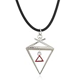 Silver and Crimson Pyramid Pendant with Black Cord Necklace