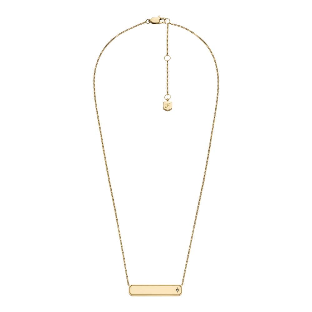 Fossil Women's Sadie Gold-Tone Stainless Steel ID Necklace Image