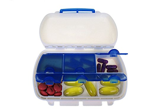 MIGHTY BOX Pill Box Pill Holder Large Pill Container Travel Pill Cases for Purse Vitamin Holder Pill Box Organizer Medicine Case Has Real Hinge and Compartments and Locking Clasp