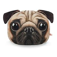 YSMYWM 3D Soft Animal Dog Pug Plush Car Seat Neck Headrest Pillow Neck Cushion Pad Chair Back Support Cushion (Pug)