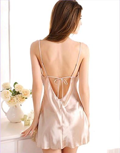 Danyer Women's Sexy Slik Deep V Underwear Dress Lingerie Naughty (M, Champagne)