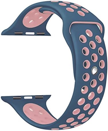 StarMoring Soft Silicone Sport Band Replacement Wrist Strap for iWatch Apple Watch Series 1 Series 2,42mm,M/L,LightPink and Midnightblue