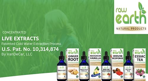 Raw Earth ESSIAC Tea Extract - 8 Organic Herbs & Sheep Sorrel Roots! - USA & EU Grown Herbs - Made in the USA - Patented Process - Raw & BioActive - Concentrated Live Extract -Alcohol FREE, Sugar FREE