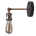 Anmytek Wall Light Fixture, Industrial Retro Rustic Loft Antique Wall Lamp Edison Vintage Pipe and Brass Head Wall Sconce Decorative Fixtures Lighting Luminaire (Bulbs not Included)