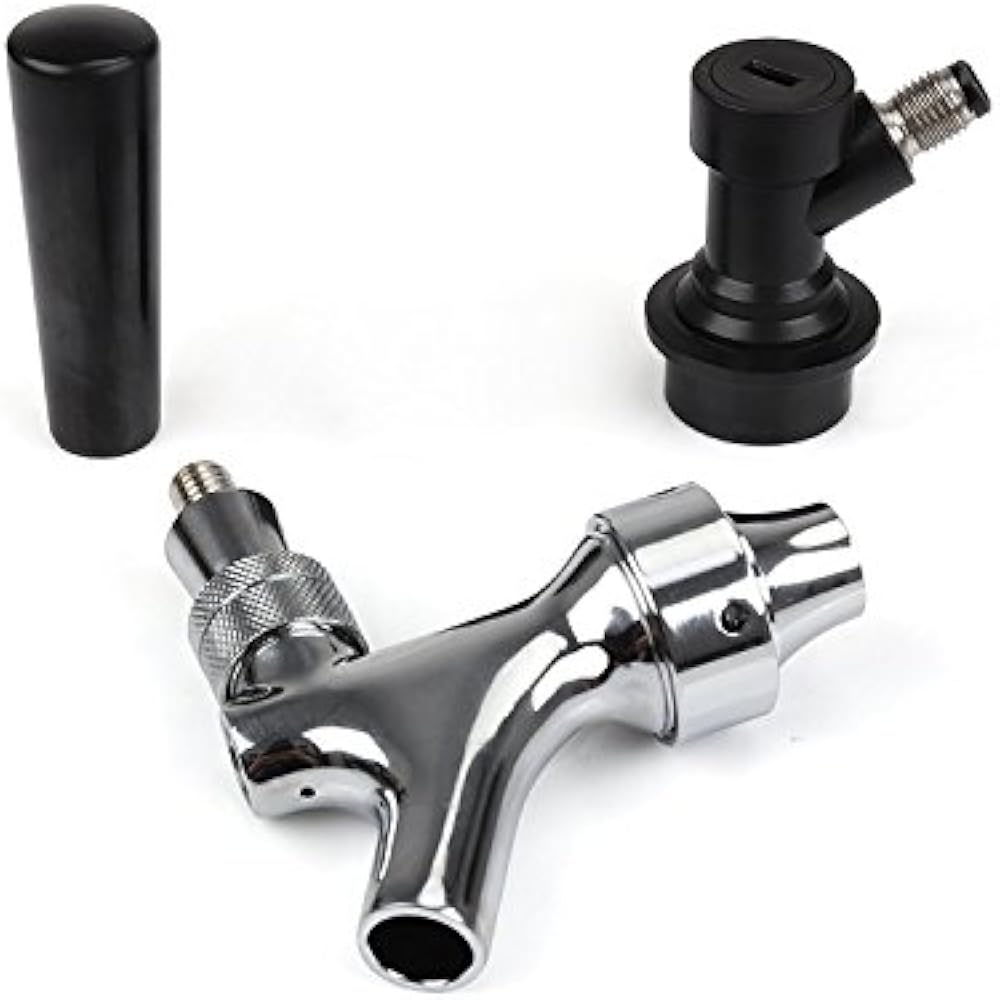Stainless Steel Stem Beer Keg Tap Faucet Ball Lock Disconnect Chromed