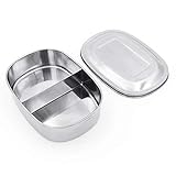 DodoBee Stainless Steel Lunch Containers, Mini Food Container with 2 Compartments for Fruits, Vegetables and Sandwich, Lunch Box for Kids or Adults. Eco-Friendly, Dishwasher Safe and Durable