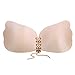 Silicone Invisible Bra Strapless Adhesive Reusable Push-up Bras with Drawstring Cup D Nude
