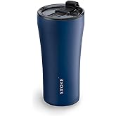 Sttoke Leakproof Ceramic Reusable Coffee Cup 16 oz - Magnetic Blue, 6.96 inch Height