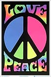 Peace & Love Retro Blacklight Responsive Flocked Poster - 23