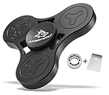 Angry-Wolf Fidget Spinner [Black Edition] + SR188 Hybrid Ceramic Bearing + Tool | Premium 100% Stainless Steel | Smooth 5 Minute+ Spin | Stress ADHD Focus Anxiety Relief Toys | Gift 2018 | Kids Adults