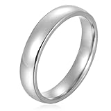 Stainless Steel Womens Mens Plain Wedding Band Ring Polished Charm 4mm Size 6-13