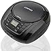 LONPOO CD Player Portable Boombox with FM Radio/USB/Bluetooth/AUX Input and Earphone Jack Output, Stereo Sound Speaker & Audio Player (Black)thumb 3