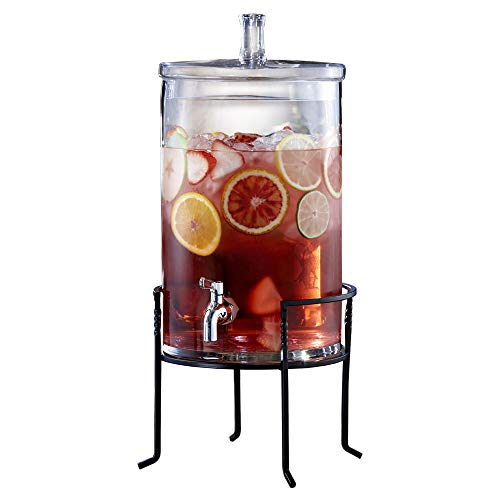 Beverage Dispenser W/ Stand Cold Glass Drink Container 2.5 Gallon
