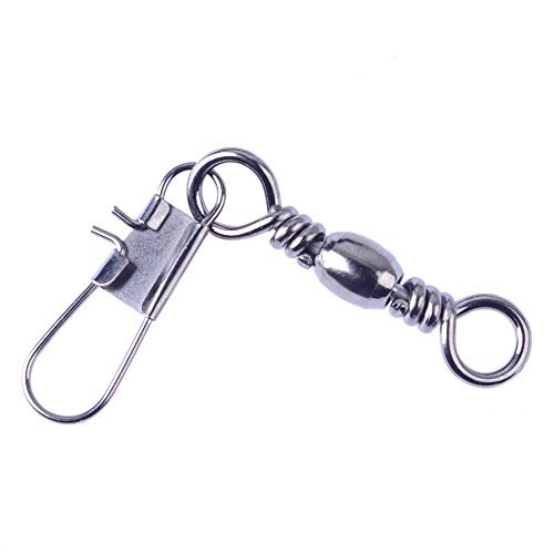 Agepoch Rolling Ball Bearing Barrel Swivels With Safety Interlock Snap Solid Rings fishing Welded Ring Fishing Connector Accessories Tackle Tensile Test Strength (6#-1.61''-25LB-120pcs) - Thumbnail 2