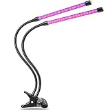 Plant Light, 20W USB Powered Dual Head LED Grow Light with 40 LEDs, 5 Dimming Levels, 3 Lighting Modes, 3/6/12H Timer Flexible Gooseneck Clip On Grow Lamp for Indoor Plants/Garden/Hydroponics