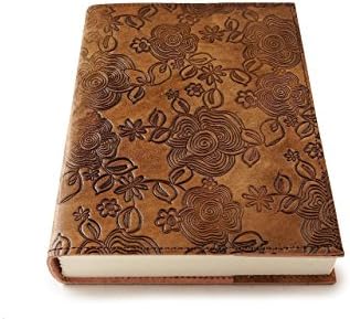 Leather Refillable Notebook Journal Floral Embossed 8" x 6" Handmade Paper 100 Pages